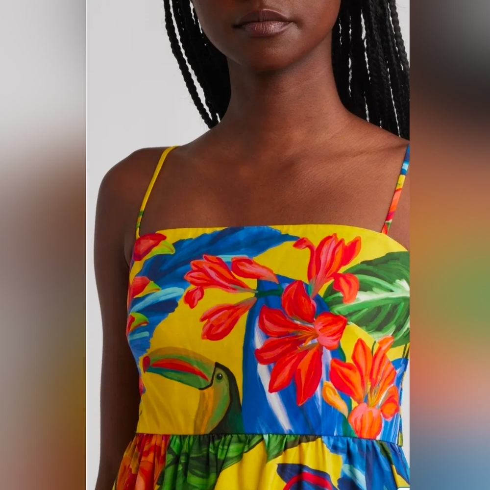 Farm Rio Bright Nature Maxi Sundress small Tropical Floral $210 NWT - Picture 7 of 15